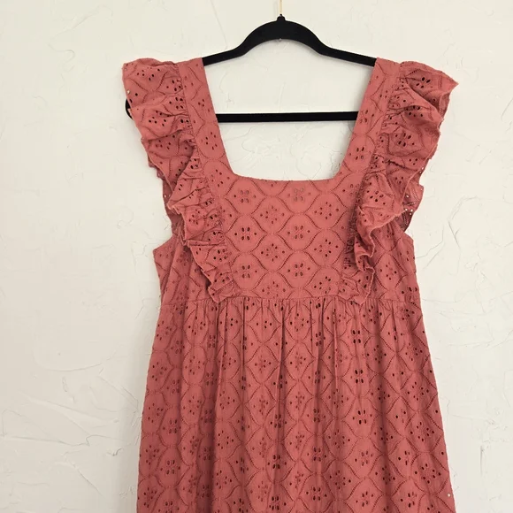 Ba&sh Eyelet Ruffle Rose Pink Dress - Picture 4 of 11